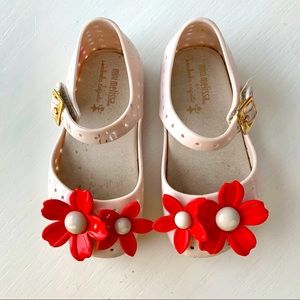 Mini Melissa Mel Furadinha Flat in Red/Beige
